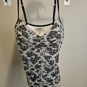 100% Cotton Floral Lace Print Spaghetti Strap Cami Top